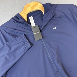 Fabletics Mens The One Jacket Navy Blue Hooded Full Zip Windbreaker XXL NEW